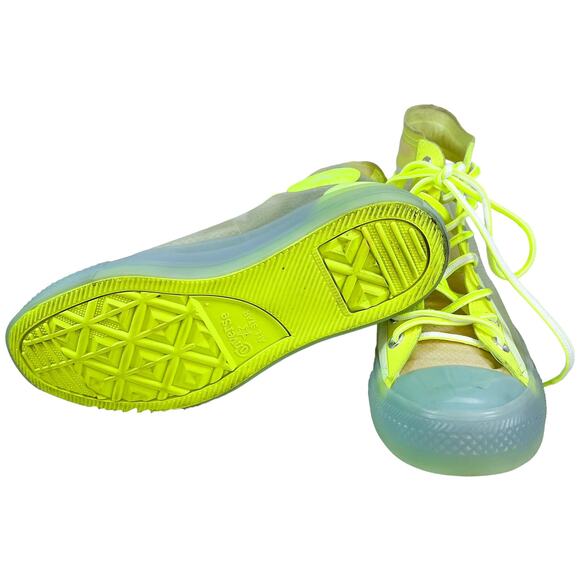 Converse Limited Edition Neon Yellow All Star High Top Sneakers Size 8 - Picture 3 of 5